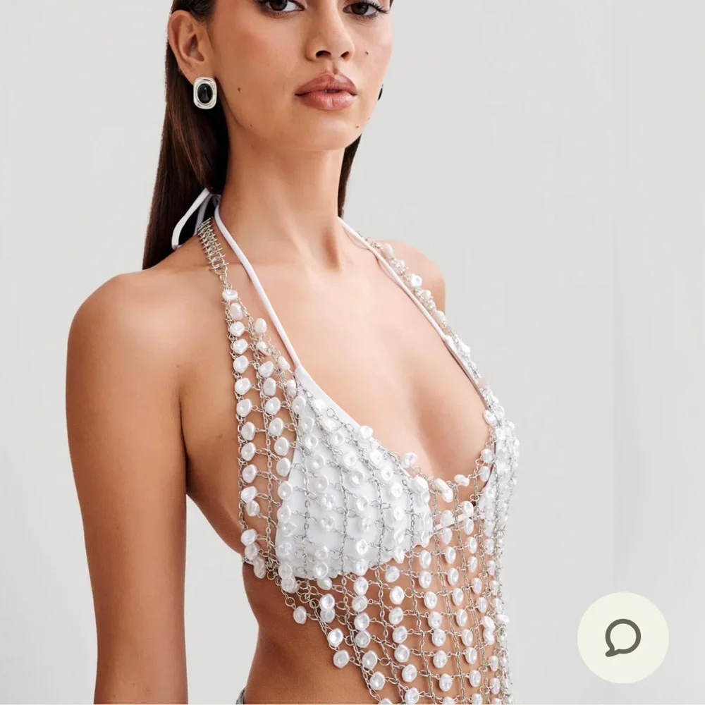 Meshki Gretchen Pearl shell Halter top - Picture 4 of 8